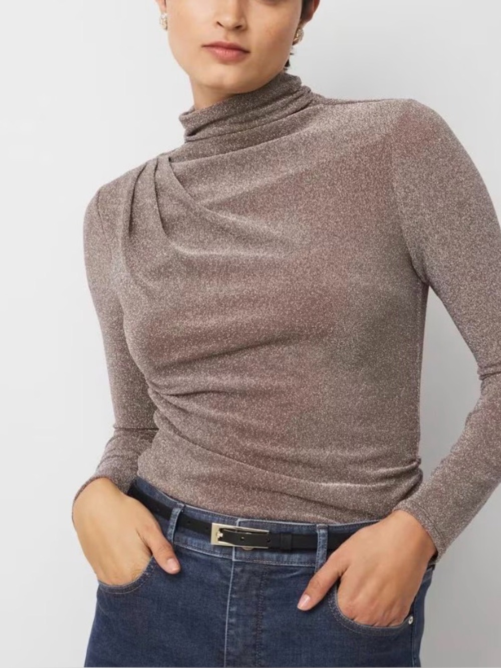 WHBM Shimmering Long Sleeve Top